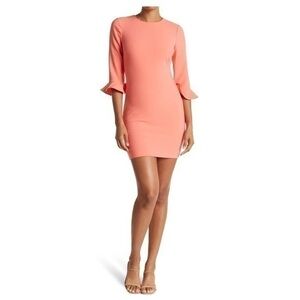 Likely Bedford peach pink ruffle sleeve dress S10